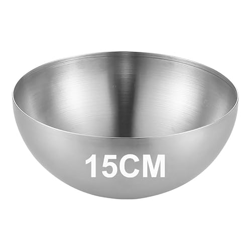Bhina 1 Piezas Gran Cuenco Coreano Plata de Acero Inoxidable Ensalada de Gran Capacidad Recipiente de Comida de Cocina Coreano para Ensaladas, Pasta, Sopas, Arroz, Fruta, etc (15cm)