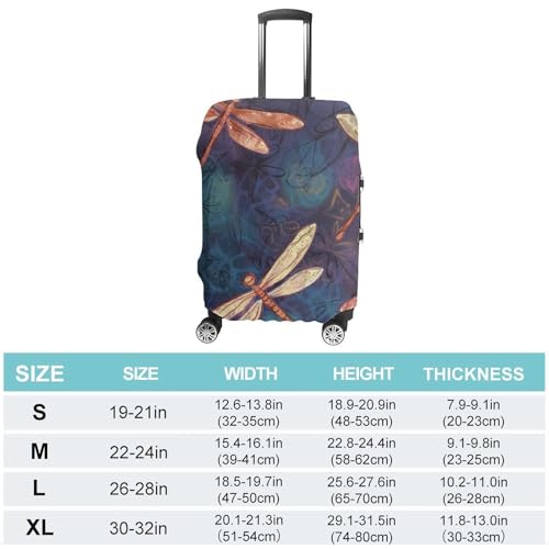 Hand Painted Dragonfly Luggage Cover, Washable Elastic Suitcase Cover Protector Fit 18-32 Inch Luggage2
