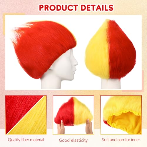 Image of Geyoga 1 Pcs Funny Wig Crazy Hair for Halloween Party,Red Yellow | Funny Colorful Wig Adults Use, Unisex Funky Hairband, Halloween Mardi Gras Cosplay Costume Party Accessories