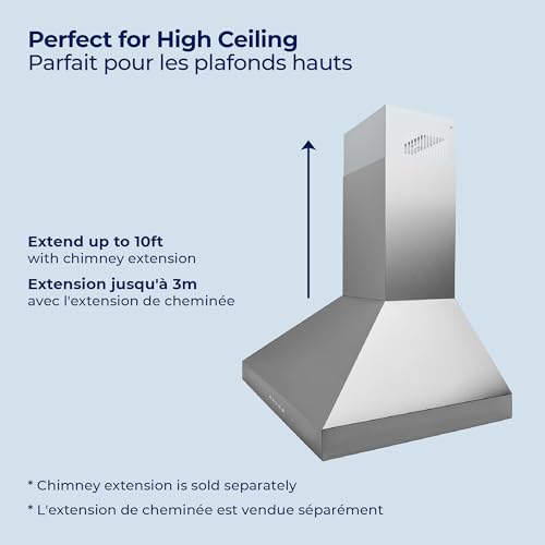 Hauslane WM-530P Wall Mount Range Hood 30 Inch, Pro Model, Matte White Range Hood thumb #3