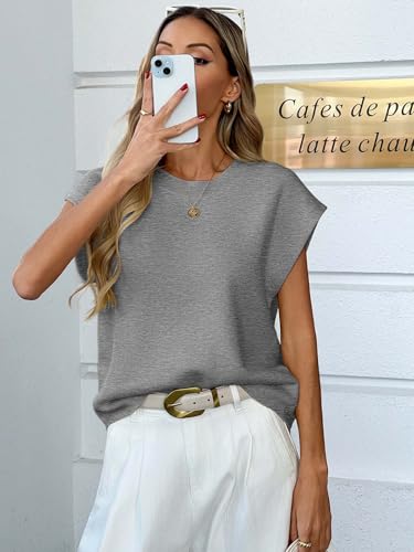 Image of GREAIDEA Womens Sleeveless Sweater Vest Crewneck Cap Sleeve Knit Tops Trendy 2026 Summer Spring Business Casual Shirts