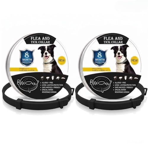 Collar Antiparasitario para Perros - Protección de Alta Eficacia contra Pulgas, Garrapatas y Mosquitos - Ajustable, Impermeable y de Larga Duración - Color Negro - Pack de 2