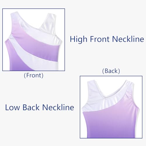 DAXIANG Gymnastics Leotards for Girls Gymnastics Leotard Light Purple 150 - Thumbnail 3