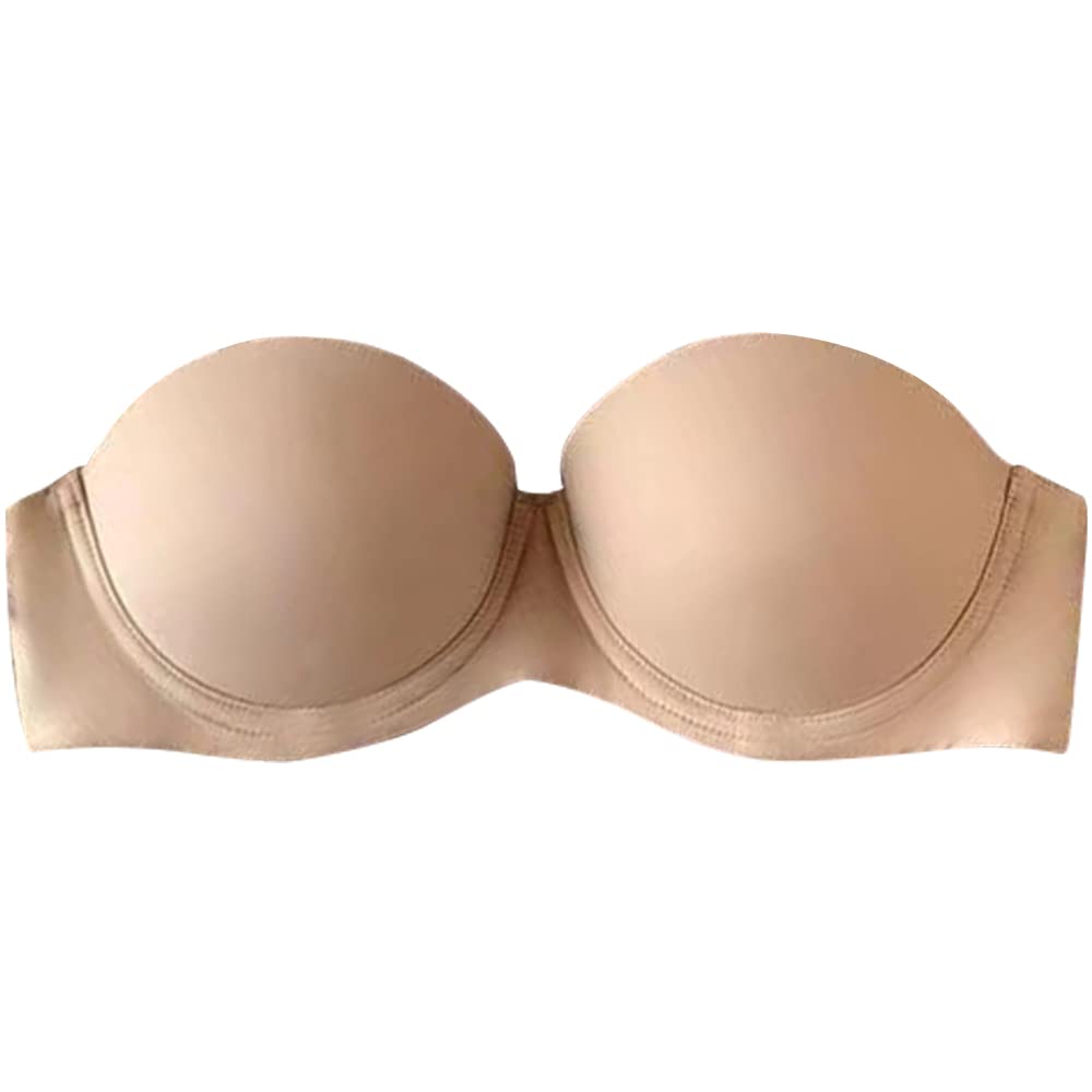 Dress CiciStrapless Underwire Bra, 3D Support Bra for Large Breasts, Shoulder Straps Removable, Back Hook & Eye, Soft Nylon
