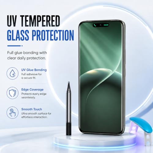 Image of ArmourPro UV Glue Tempered Glass for Tecno Camon 50 Ultra - Curved Screen Protector, 9H Anti Scratch, Edge-to-Edge Coverage, HD Clarity, Smooth Touch