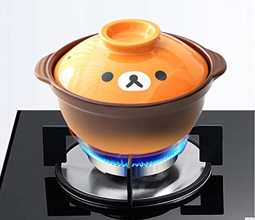 Korean Premium Cartoon Pattern Ceramic Brown Casserole Clay Pot With Lid,For Cooking Hot Pot Dolsot Bibimbap And Soup (8In,44Oz) #TOP4