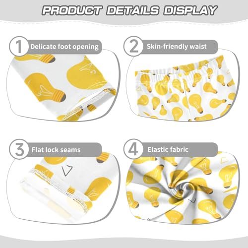 Wusikd Yellow Light Bulb Girls' Leggings Toddler Doodles Kids Yoga Pants Dance Active Tights 4T3