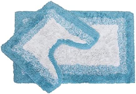 ED 2pc Bath Mat Set 100% Cotton Floor And Pedestal Bathroom Rugs 45 x 75cm Non- Slip Spray Back Fast Dry Soft Super Absorbent Machine Washable Natural & Durable Fabric [STONE Beige]