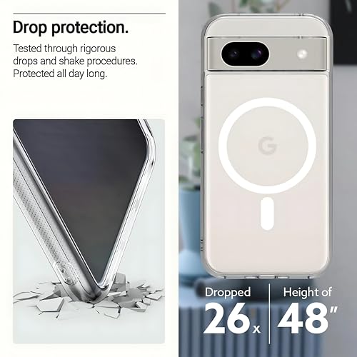 Image of Back Case Cover Compatible for Google Pixel 8A Case, Hard Case with Magnetic Wireless Charging Wireless Charging, PC + TPU Hybrid Technology, Raised Camera Protection (Clear)