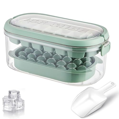 Lista de Moldes y bandejas para hielo los más recomendados. 48 Sugarzoon Molde de Cubitos de Hielo con Tapa, 26 Redondos + 28 Cuadrados, 54 Cubitos, Libre de BPA, Apilable, Disponible en Amarillo y Verde para Bebidas y Cócteles (Verde)