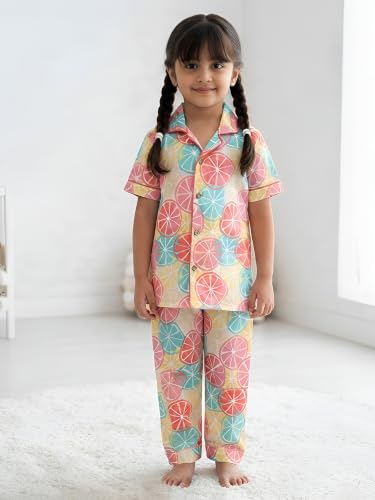 Image of POLKA TOTS 100% Pure Cotton Half Sleeve Night Suit for Kids, Girls & Boys | Cotton Pyjama Set | Unisex Night Dress for Children | Night Suit for Girls |Sleepwear for Kids | Winter Night Dress for Boys