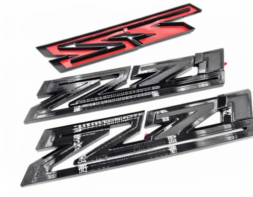 Image of 2X Large Size Z71 RH LH Side Fender Emblem Nameplate Badge Decal Replacement for 2019-2021 Chevy Silverado (Overlay Gloss Black)