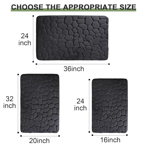Tapis de bain lavable en machine grand format noir absorbant 91x61 cm - 3