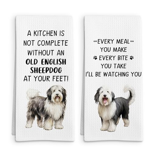 FSTCSV Old English Sheepdog Gifts Dog Kitchen Towels, Gifts for Old English Sheepdog Lovers Hand Towel, Every Meal You Make Decorative Tea Dish Towels for Kitchen, Funny Dog Kitchens Decor, 16x24in