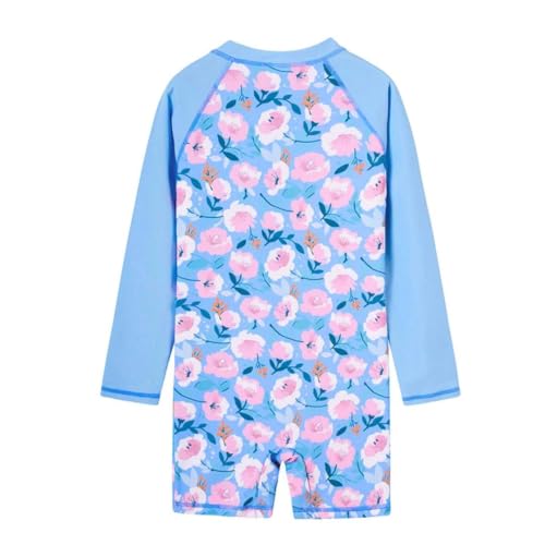 Image of Girls Long Sleeve Rash Guard One‑Piece Swimsuit UPF 50+ Sun Safe