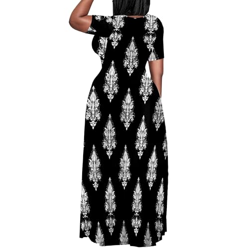 Image of PinkPatty Plus Size Maxi Dress for Women Summer Casual Short Sleeve Tshirt Dresses with Pockets (XL-6XL)