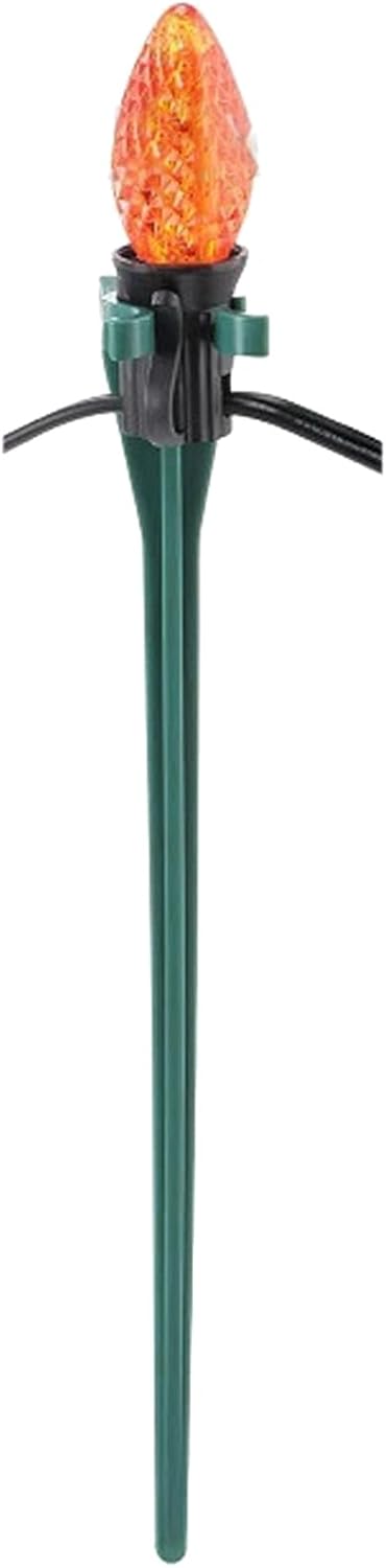 JTLB Christmas Light Yard Stakes Universal 9inch Tall Sturdy Plastic Ground Lights Stakes for C7 C9 Holiday Lights Lawn Patio Path Walkway Decorations 50pcs (Green)