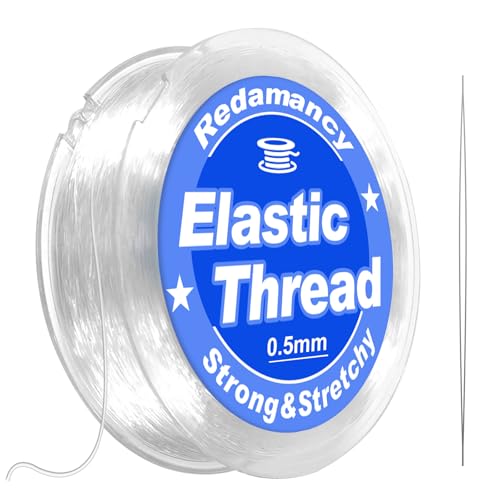 Redamancy 0 5 mm x 100m Elastisches Band für Armbänder Elastische Schmuckfaden Gummiband für Armbänder Nylonkordel Schnur Für Armbänder Schmuckfaden Elastisch Reißfest mit Perlennadel