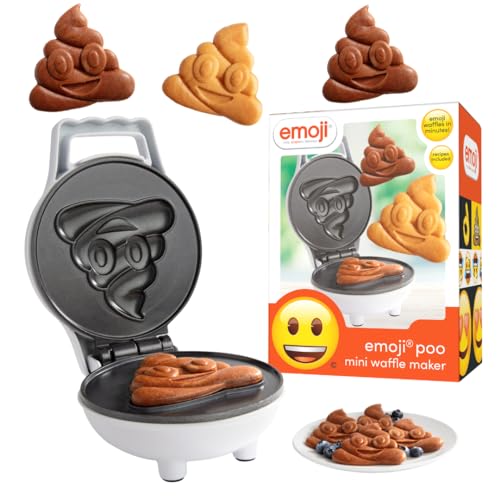 Emoji Poop Mini Waffle Maker- Breakfast Fun for Kids w Cute Smiley Face Design, 4
