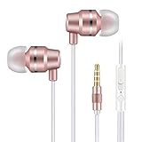 Jies Wired Earphones in Ear Headphones Noise Cancelling Earbuds Bass Stereo Headsets with Microphone & Volume Control & Remote for iPhone Android iPod iPad Mp3 Tablet Laptop (Gold)