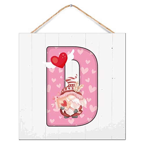 Décoration murale personnalisée en bois gnomes initiale D panneaux cœur amour de bonbon