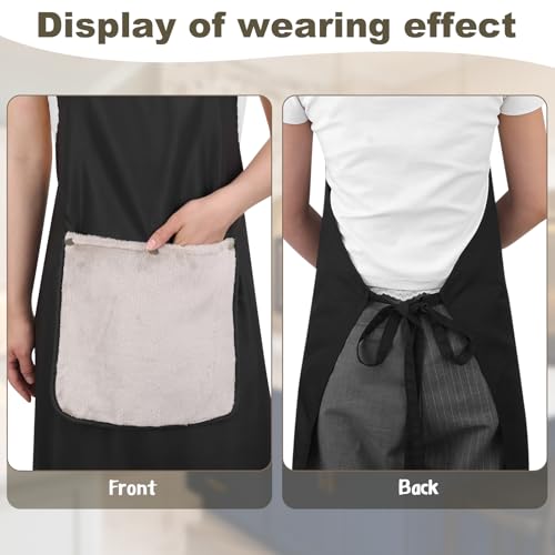 XLSXEXCL 2 Pack Waterproof Kitchen Apron with Removable Towel Pockets