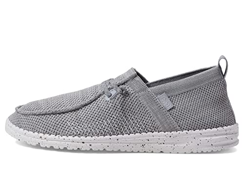 Image of HEYDUDE Women's Wendy Halo Slip On Shoe, Grey Size 9 | Lightweight Casual Loafer with Elastic Laces and Removable Foam Insole