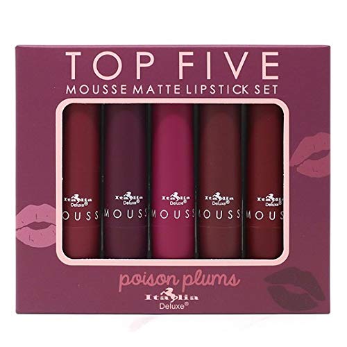 Italia Deluxe Top Five Mousse Matte Lipstick Set Poison Plums