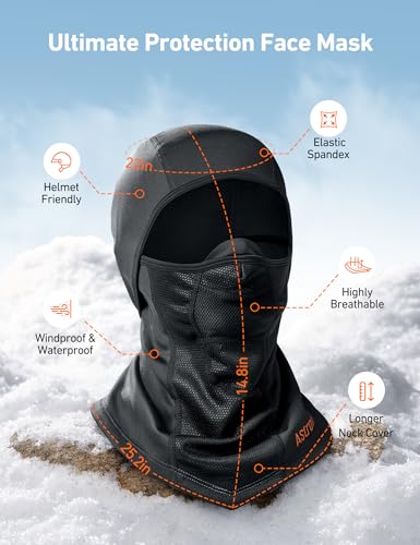 AstroAI Windproof Ski Mask Balaclava, Winter Cold Weather Face Mask, Black - image 6