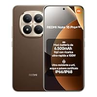 XIAOMI Redmi Note 15 Pro+ 5G, Smartphone 12+512GB, Batteria massiccia da 6500 mAh, IP66/IP68, Nuova fotocamera 200 MP, Display AMOLED da 6,83", Marrone Mocha, Garanzia 2 anni, Caricatore non incluso