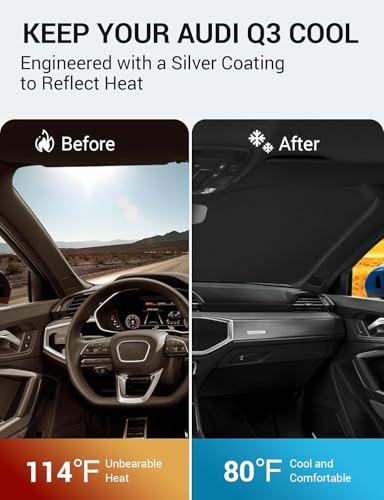 Image of Proadsy Custom Fit 2019-2026 Audi Q3 Windshield Sun Shade, Blocks Heat