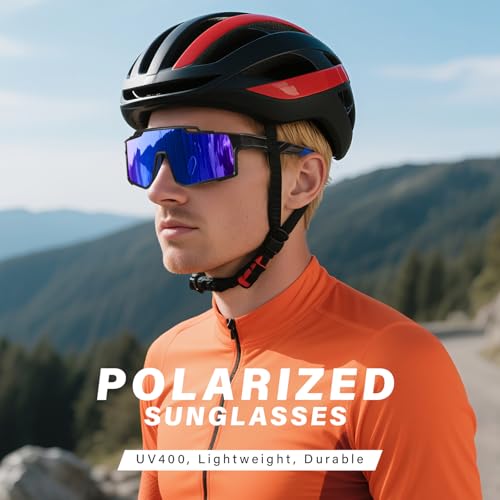 Image of Polarized Sport Sunglasses Men Big Frame Fishing Mountain Bike Goggles, 4pcs-black+red+blue+green, One Size