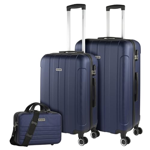 Maletas de Viaje Juego Maletas 4 Ruedas - Juego de Maletas de Viaje - Juego Maletas de Viaje Ligeras. Candado de combinacion 771100B, Navy, XS + M + L, Suitcase Set