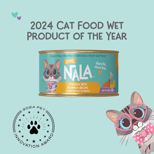 Image of LOVE, NALA - FLAKED Chicken Variety Pack - 24 Pack - Natural Adult Cat Wet Food - Grain Free, Non-GMO, Lean Protein, Omega 3, Digestive Fiber, Added Minerals & Vitamins