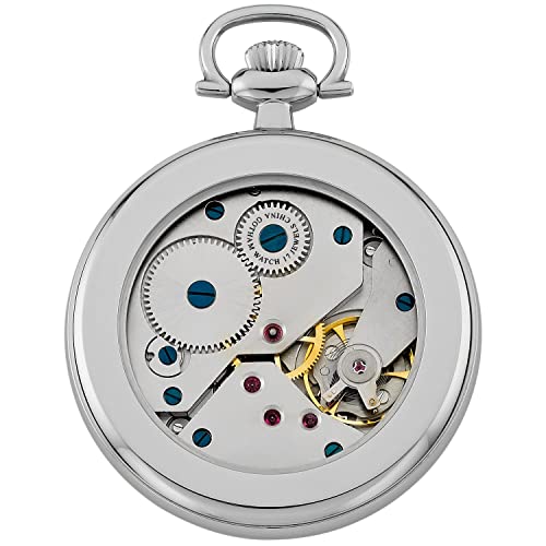 Image of Gotham Classic Series Stainless Steel Open Face 17 Jewel Mechanical Hand Wind Pocket Watch # GWC14112SB