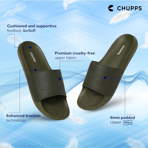 Image of CHUPPS Pure Black Drift Orthopedic Slippers | Soft Footpharma Footbed | Breathable Ventilation Holes | Lightweight Flip Flops | Anti-Skid Chappals for Everyday For Mens