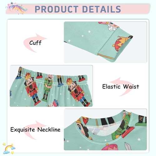 Pajama Sets Long Sleeve Christmas Colorful Nutcracker Soft Comfy Sleepwear 2 Piece PJS 3-8T4