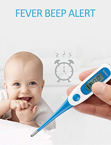 Digital Oral Thermometer for Adults, Thermometer for Fever, Memory Recall and Accurate Rectal Underarm Armpit Thermometer for Adults Babies Infants Pets, Flexible Waterproof Probe