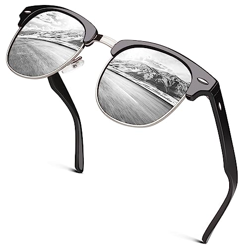 Image of GQUEEN Classic Horn Rimmed Semi Rimless Polarized Sunglasses for Men Women GQO6