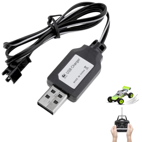 Cable de carga USB para coche RC, Cargador de batería USB conector SM 2 pin, Apto para Coche RC, Barco RC, Avión, Drone, Maquetas y Otros Juguetes de Control Remoto, SM-2P, 250mA 4.8V