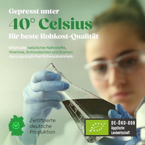 Black Seed Oil Bio Schwarzkümmelöl ungefiltert 250ml – Ägyptisches Schwarzkümmel Öl mit hohem Thymochinongehalt (4600 mg/1000 ml) aus deutscher Ölmanufaktur