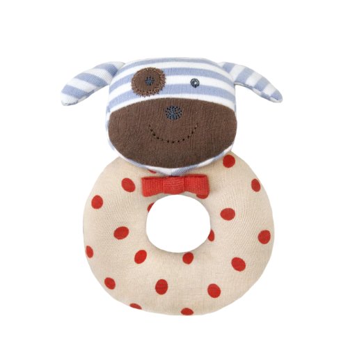Image of Apple Park Organic Farm Buddies - Boxer the Dog Teething Rattle, Baby Toy for Infants - Hypoallergenic, 100% Organic Cotton
