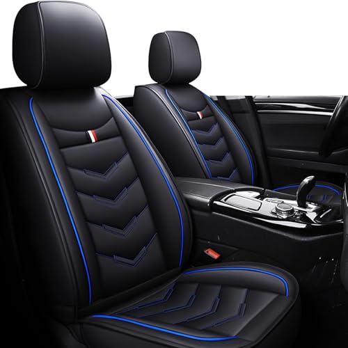 Image of Car Seat Covers Fit for GMC Terrain 2010-2026, Leather Seat Covers for Car, Waterproof Non-Slip Durable Car Seat Protector(2 Seats,Black Blue)