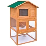 Homgoday Kaninchenstall Kleintierhaus Hasenstall 3 Ebenen Holz Haustierkäfig Model170161