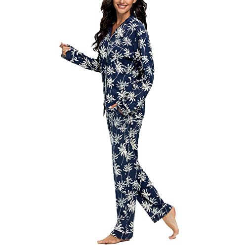 Image of Tugege Pajamas Set Long Sleeve Sleepwear Womens Button Down Nightwear Pj Sets