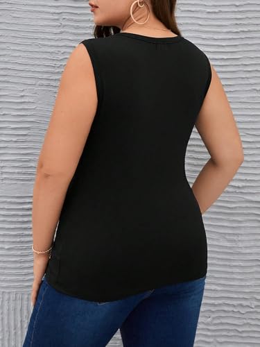 MakeMeChic Women's Plus Size Mesh Sheer Sleeveless Camisole Round Neck Summer Casual Tank Top2