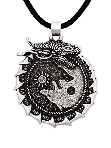 HAQUIL Viking Necklace, Skoll Hati Wolf Pendant, Viking Jewelry Gift for Men and Women