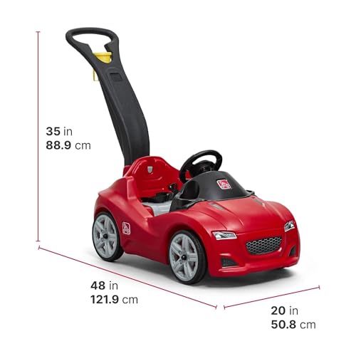 Image of Step2 Whisper Ride Cruiser Kids Push Car, Ride On Toy, Stroller Substitute, Includes Seat Belt & Horn, Made of Durable Plastic, Max Weight 50 lbs., For Toddlers 18 Months - 4 Years Old, Red