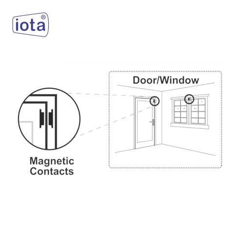 Image of iota402-Home Security Magnetic Switch (Door & Window) Sensor Wired Magnetic Reed Switch-(Black)