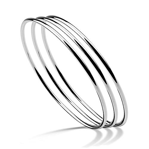 Dankadi Minimalist Women Bracelet 925 Sterling Silver 3 Ring Bangle Diameter 60-65Mm Original Design Bracelet Diy Jewelry Birthday Gift (60Mm Silver 3 Loop) #TOP6